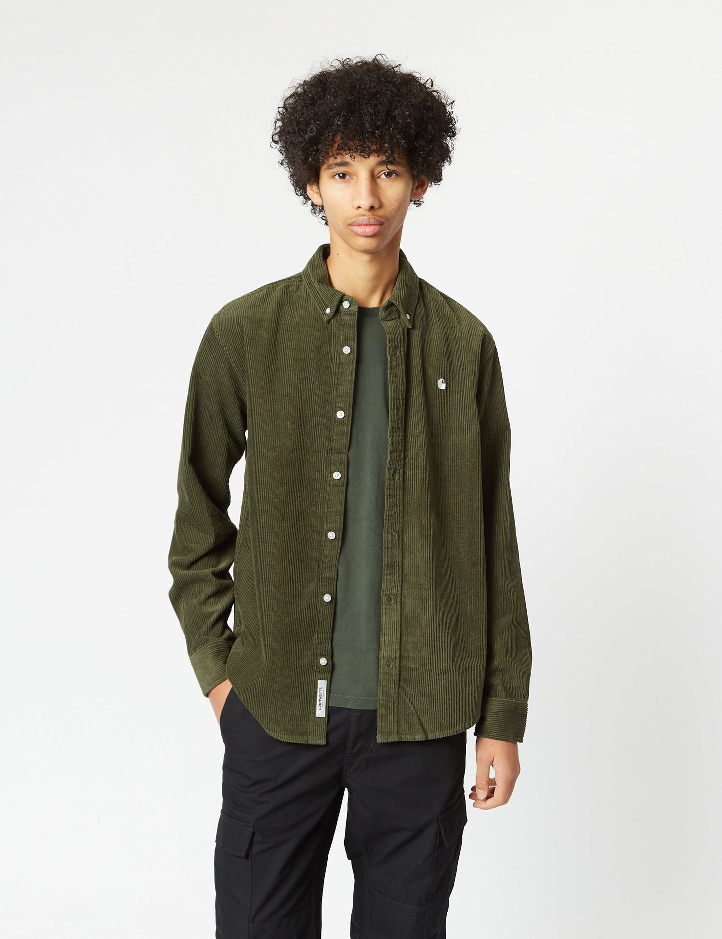 Madison Hemd (Feincord) - Plant Green/Wax