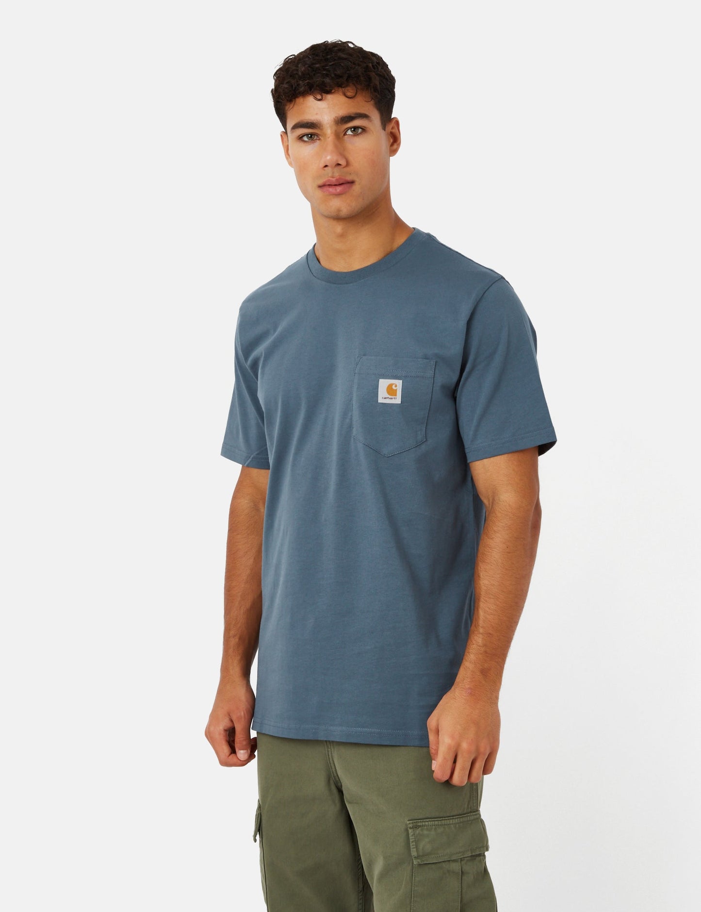 Taschen-T-Shirt (Regular) – Piscineblau meliert