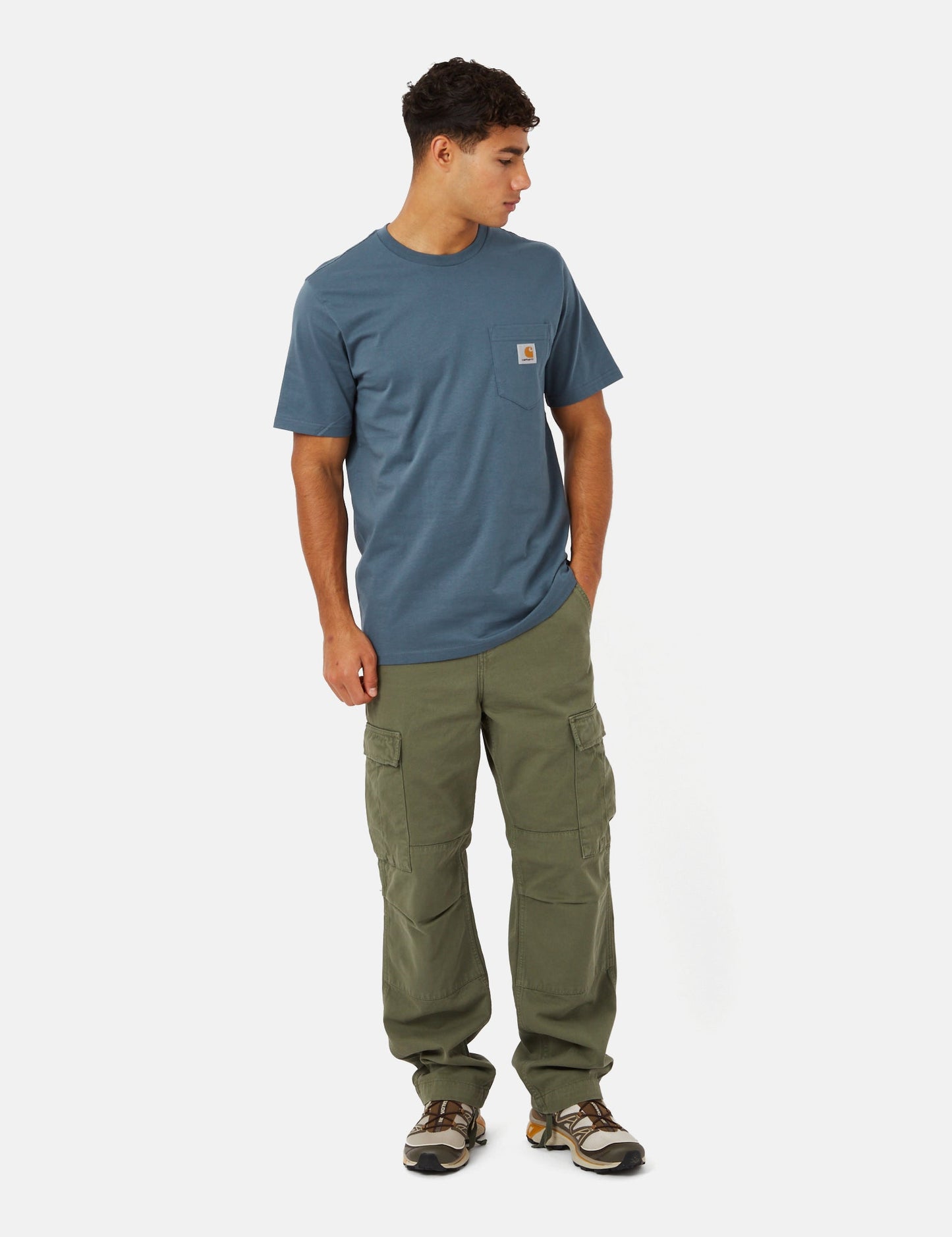 T-shirt à poche (coupe droite) - Bleu orage