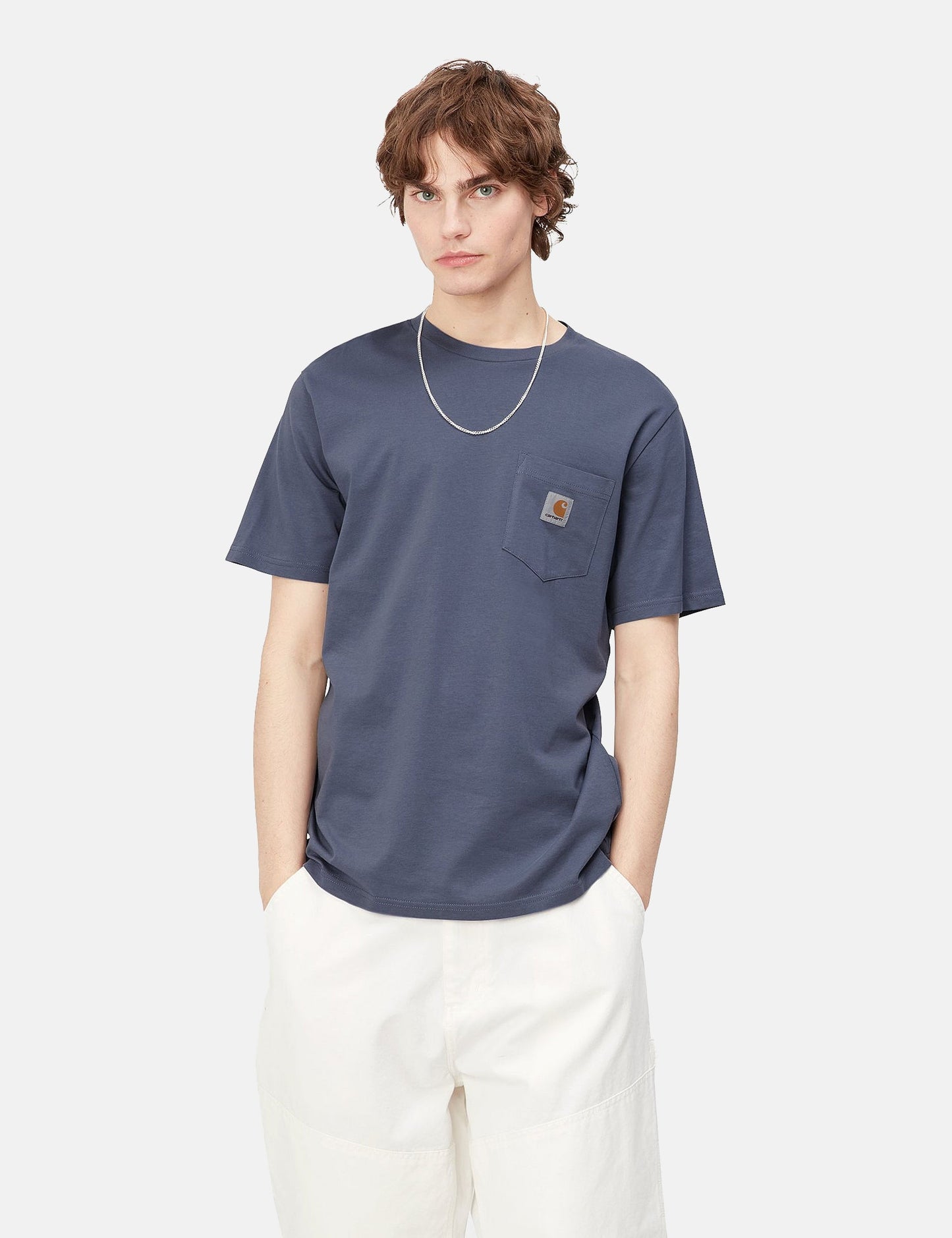 Taschen-T-Shirt (Regular) – Piscineblau meliert