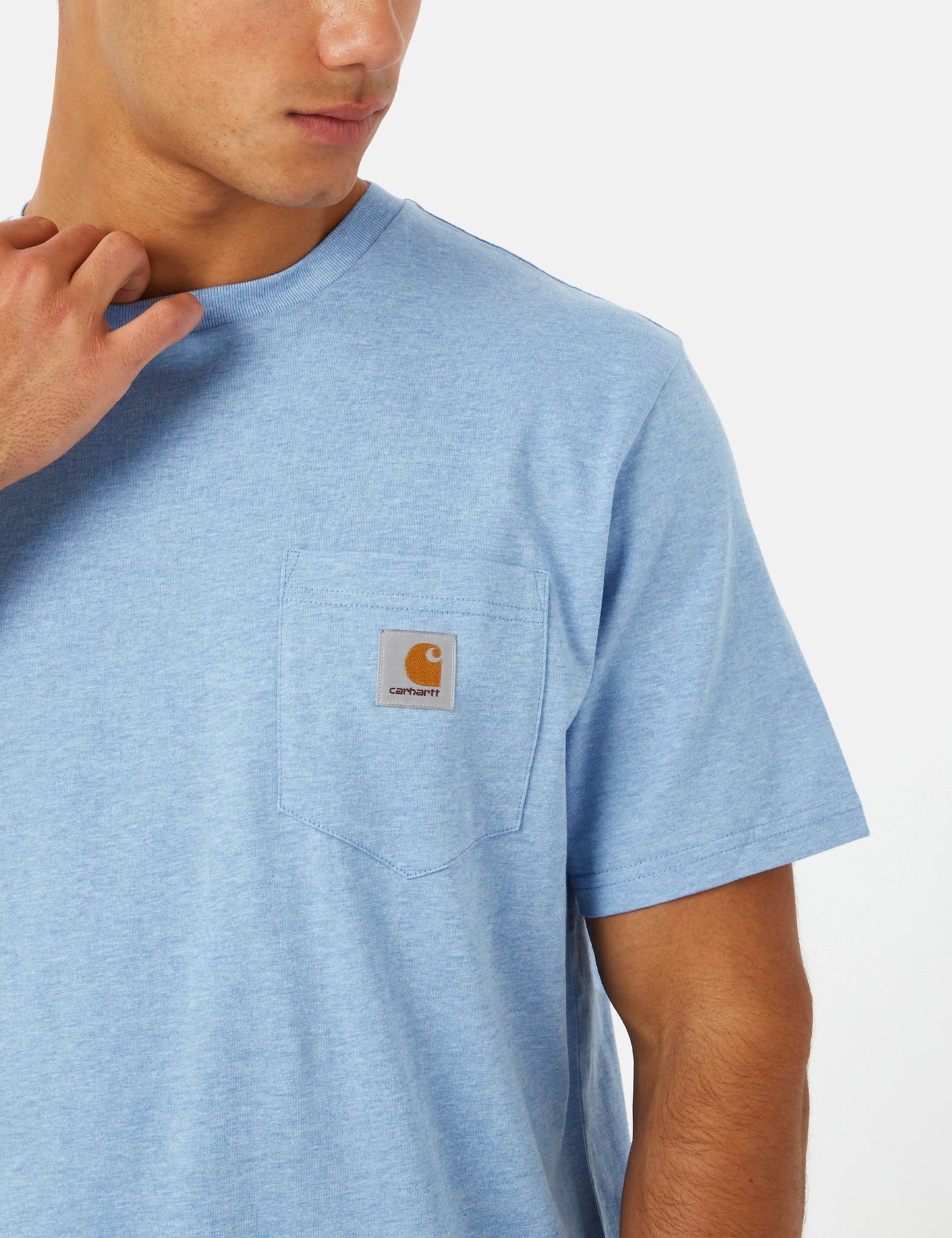 Taschen-T-Shirt (Regular) – Piscineblau meliert