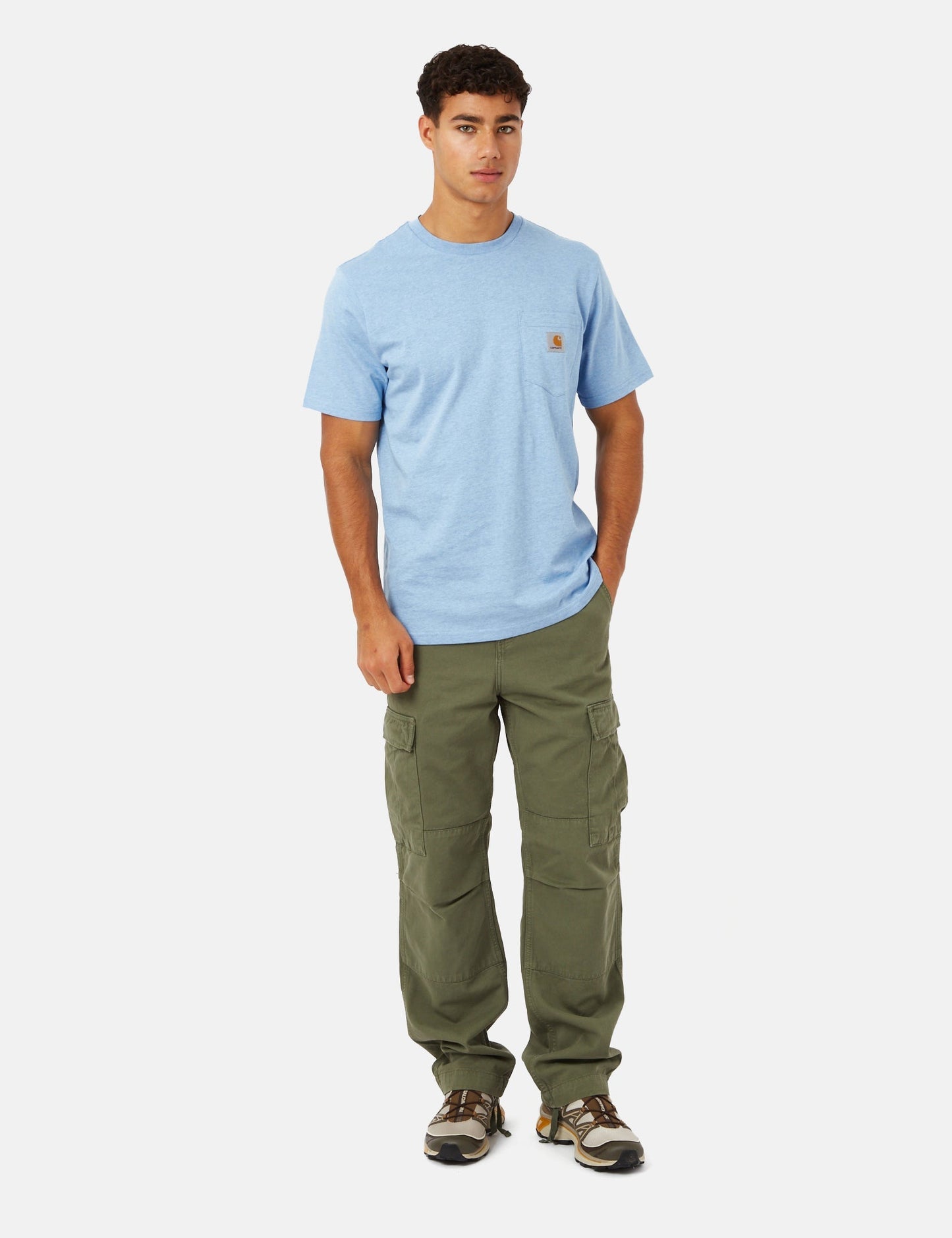 Taschen-T-Shirt (Regular) – Piscineblau meliert
