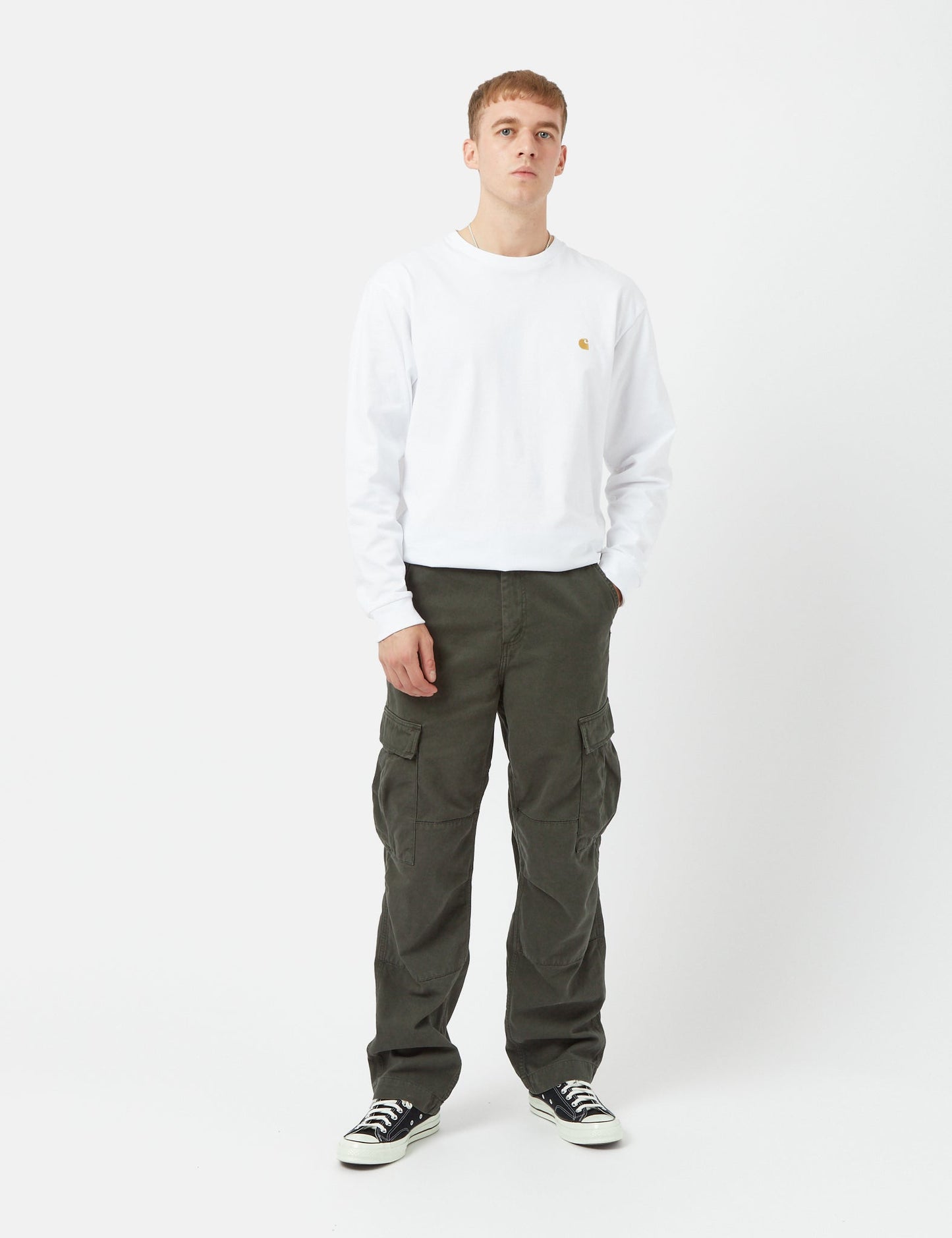 Pantalon cargo regular (twill de coton Moraga) - Vert buis