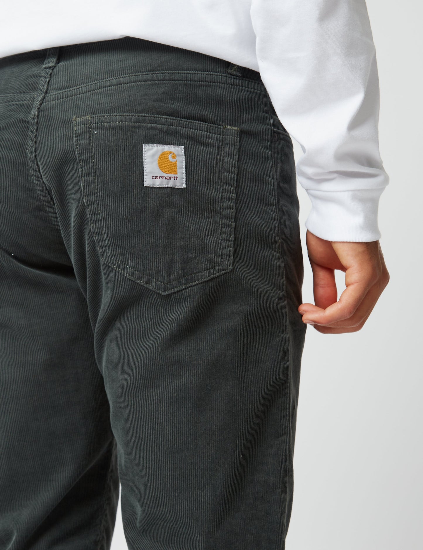 Pantalon Pontiac en velours côtelé (coupe décontractée) - Vert buis