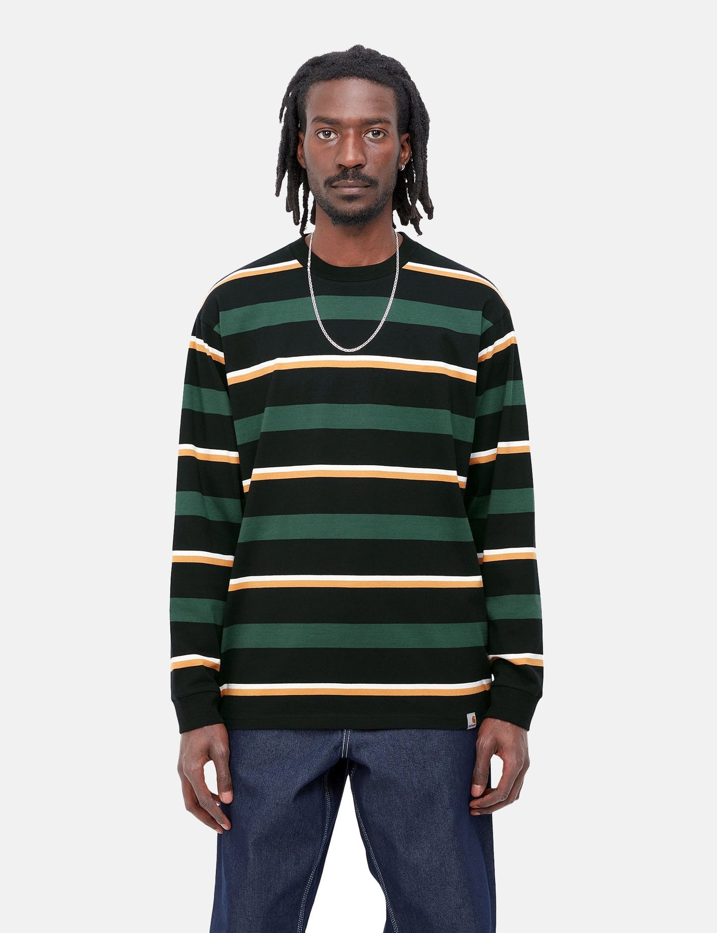 Langarmshirt Bowman Stripe – Juniper Green