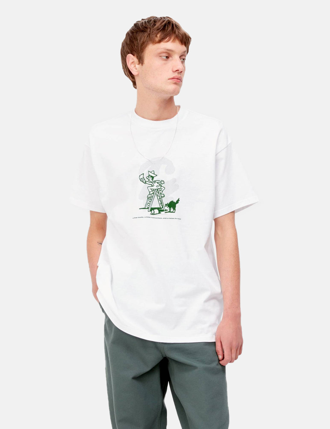 Lucky Painter T-Shirt – Weiß/Bonsaigrün