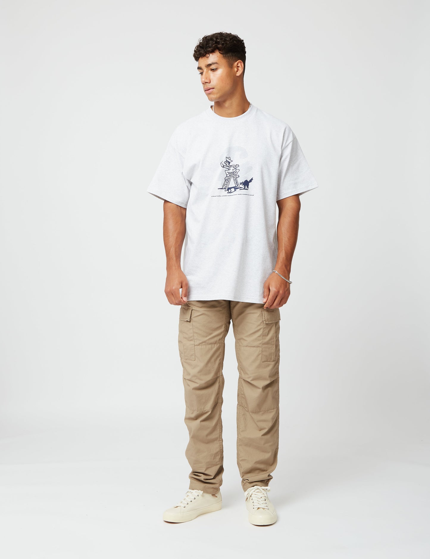 T-shirt Lucky Painter - Gris chiné cendré/Bleu Enzian