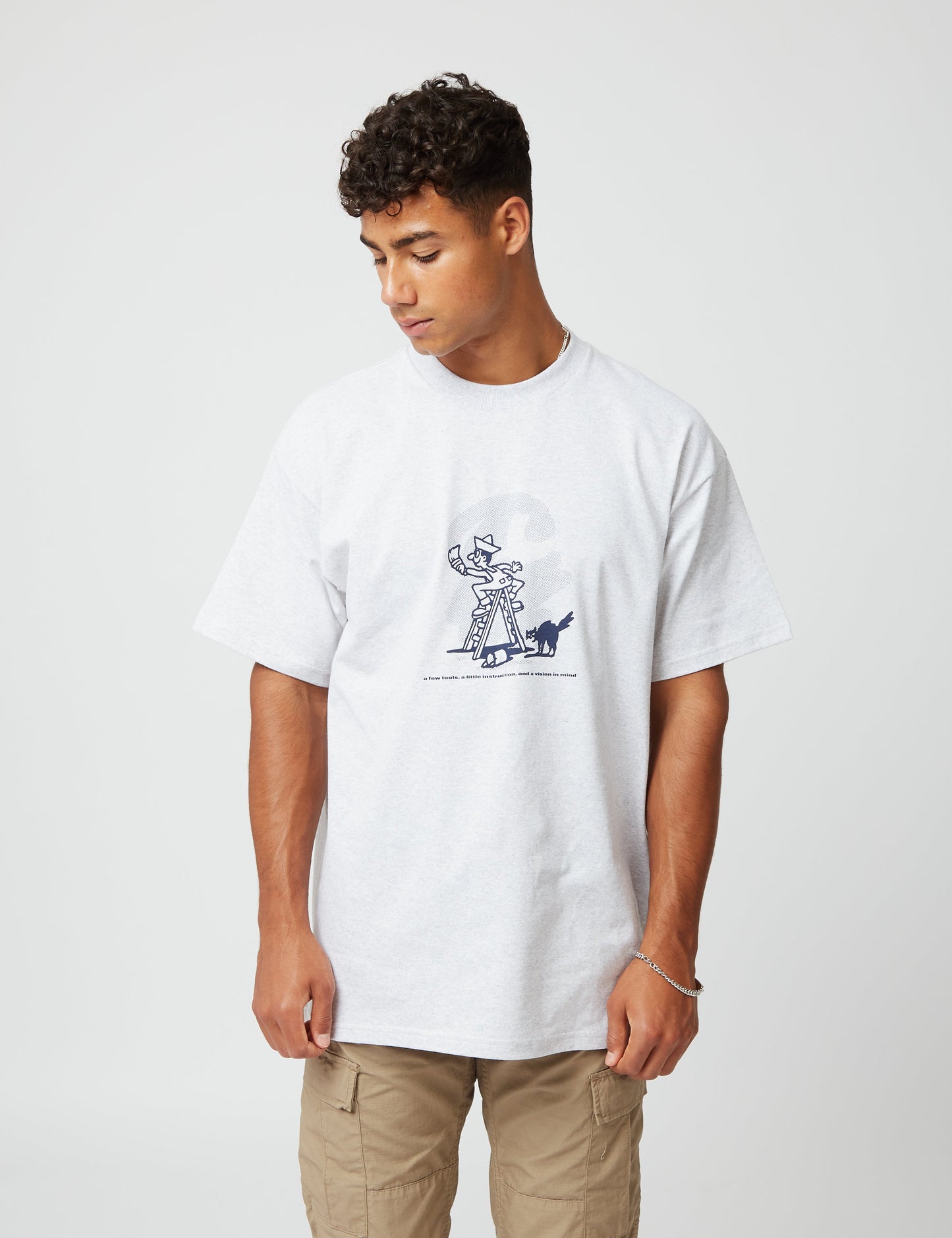 T-shirt Lucky Painter - Gris chiné cendré/Bleu Enzian