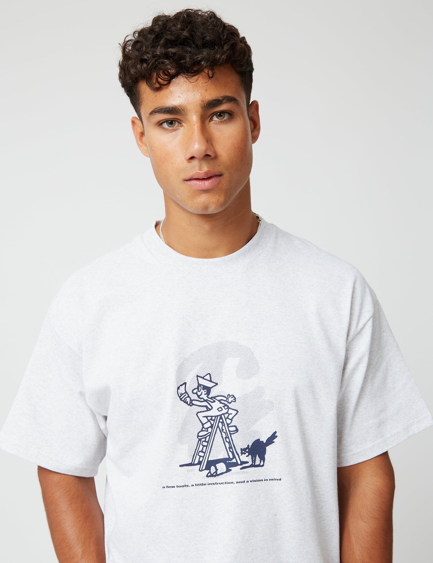 T-shirt Lucky Painter - Gris chiné cendré/Bleu Enzian