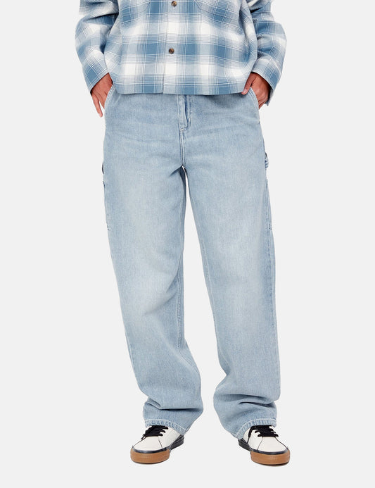Pantalon Pierce pour femme (Denim/Coupe droite) - Bleu clair délavé à la pierre