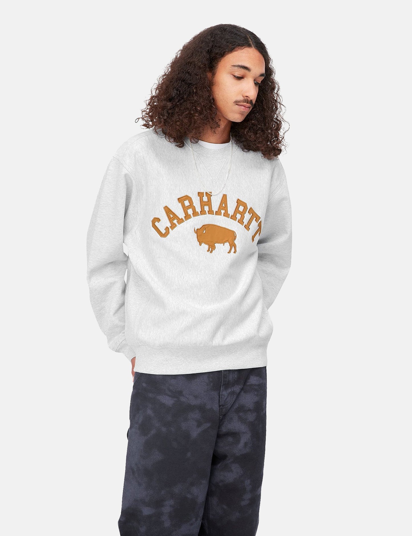 Sweat-shirt Locker - Gris cendré/Marron