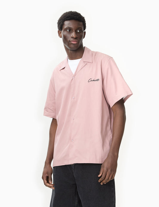 Chemise Delray à manches courtes - Rose nacré/Noir