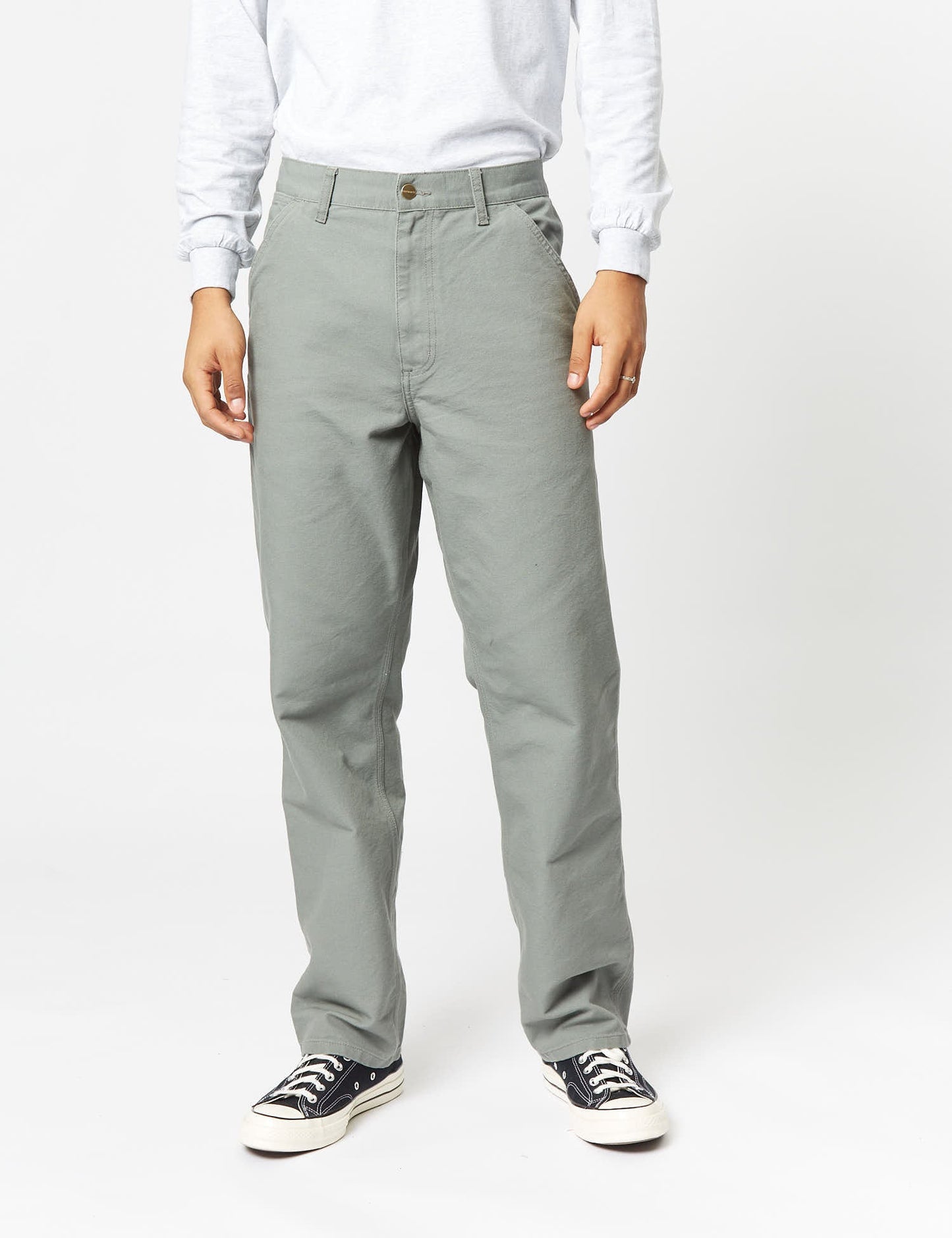 Pantalon coupe droite simple - vert fumée
