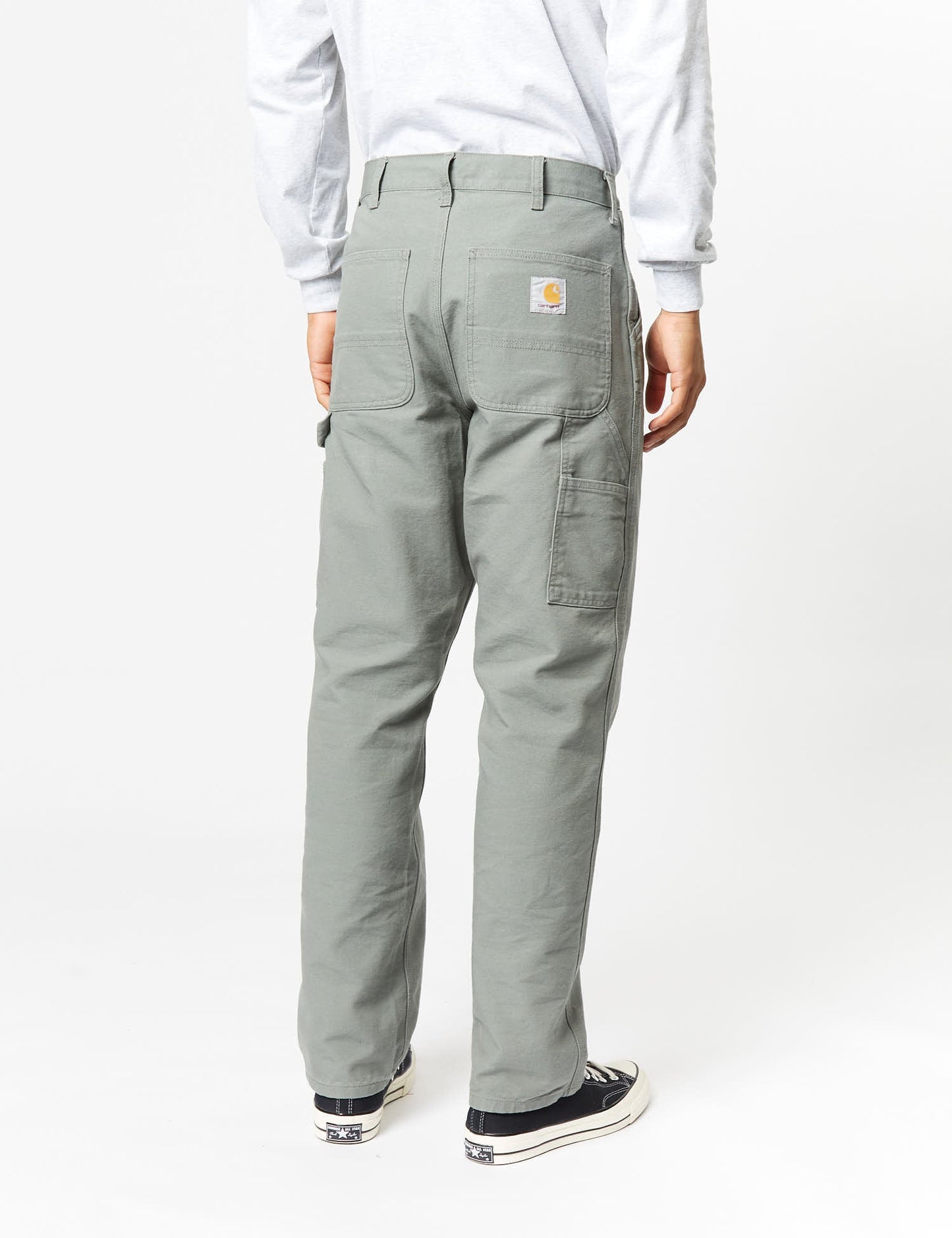 Pantalon coupe droite simple - vert fumée