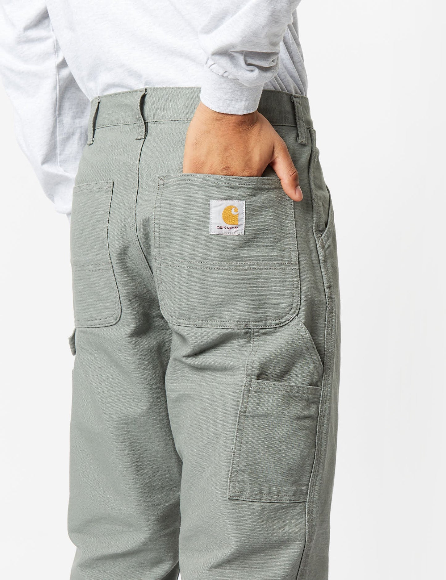 Pantalon coupe droite simple - vert fumée