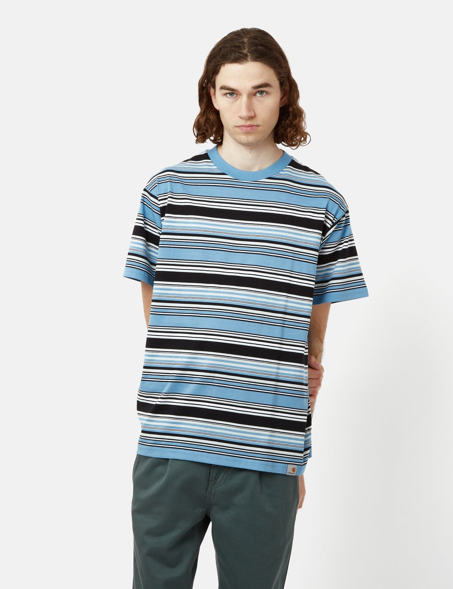 Lafferty T-Shirt (gestreift) - Piscine Blue