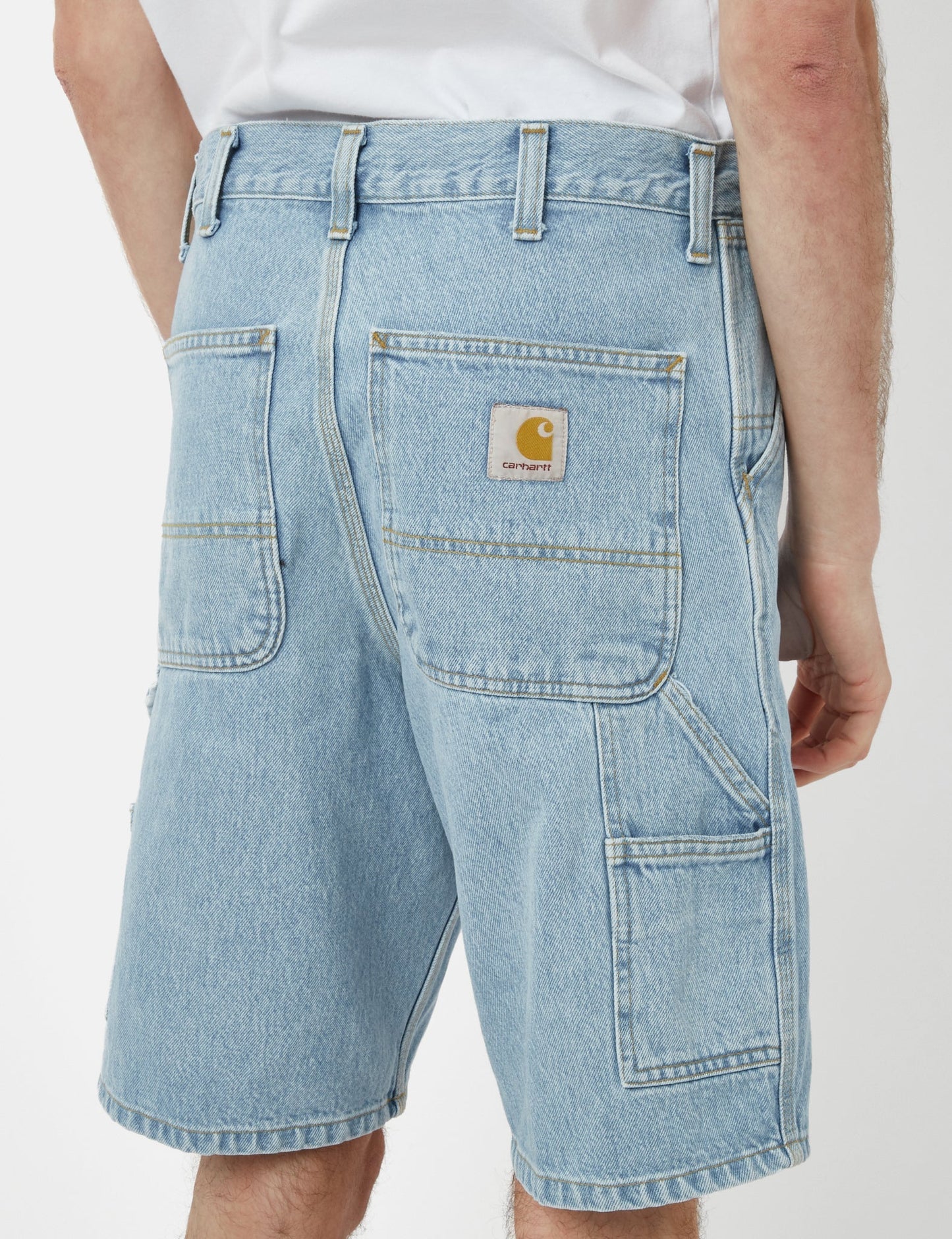 Shorts à genoux simples (Biologiques) - Délavé à la pierre bleu foncé