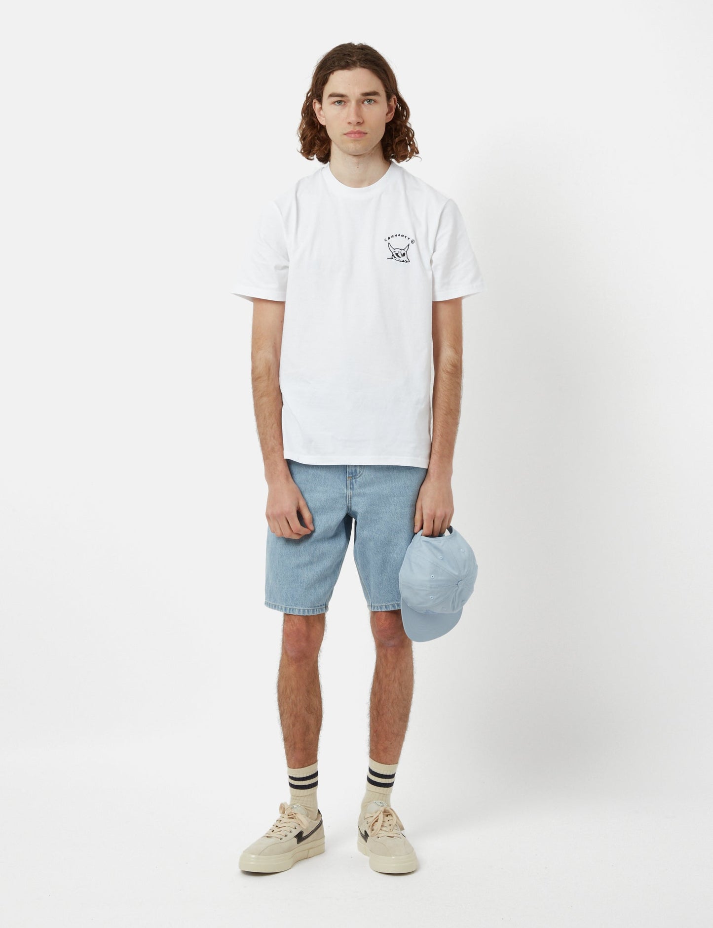 Shorts à genoux simples (Biologiques) - Délavé à la pierre bleu foncé