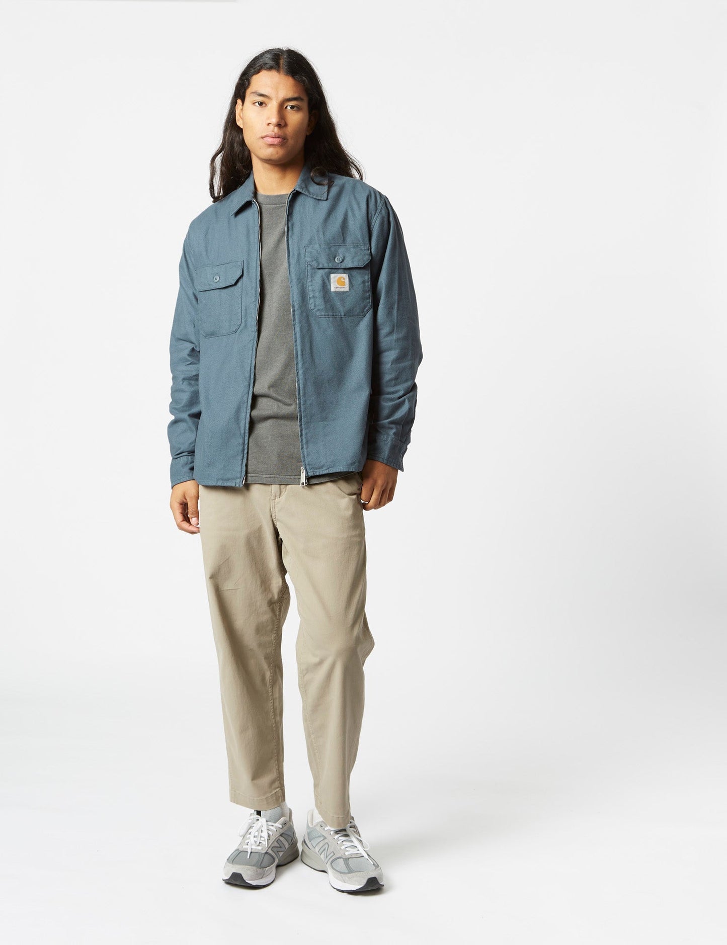 Milford Zip Shirt Jacke (locker geschnitten) – Erzblau