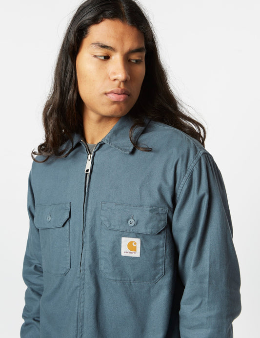 Milford Zip Shirt Jacke (locker geschnitten) – Erzblau