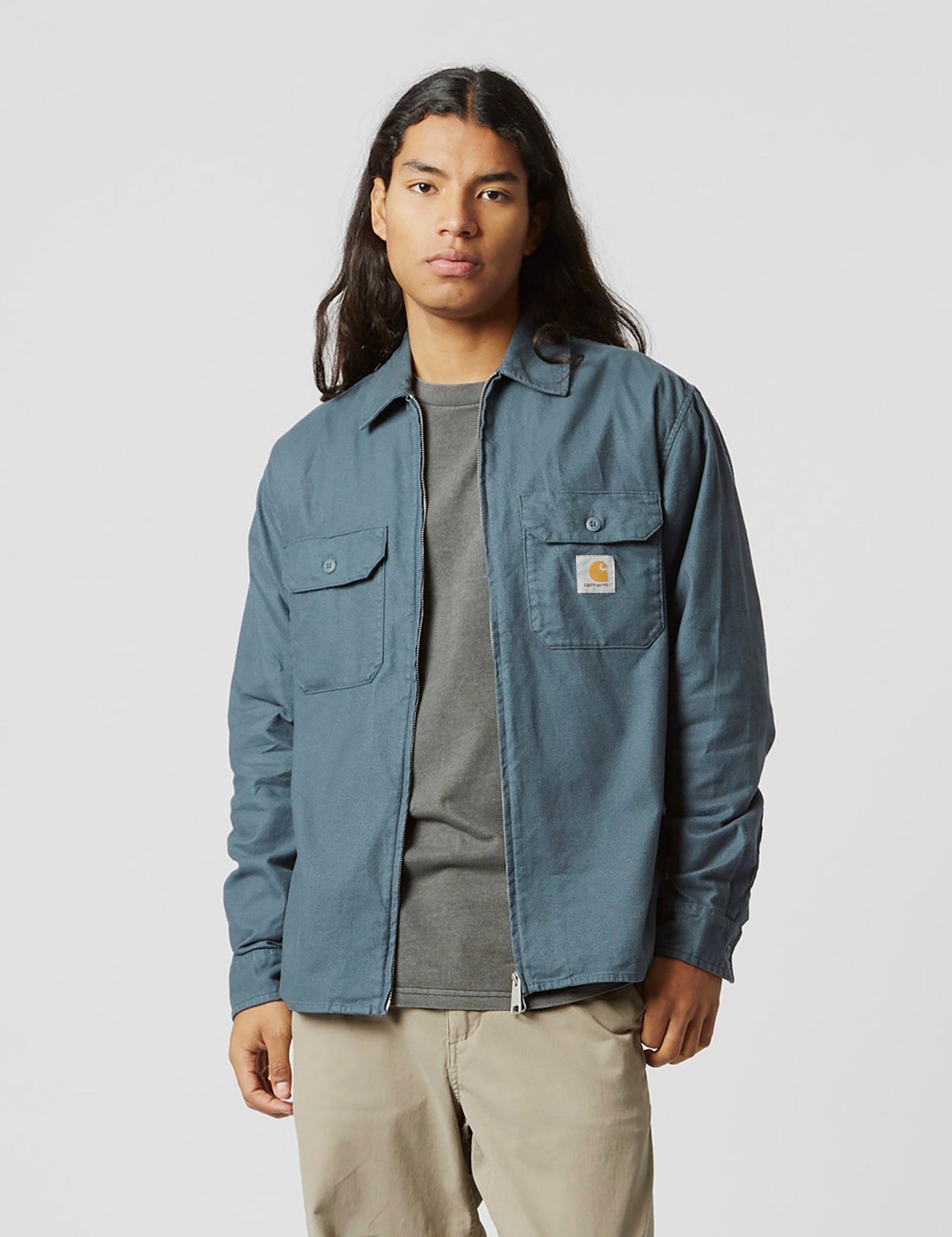 Milford Zip Shirt Jacke (locker geschnitten) – Erzblau