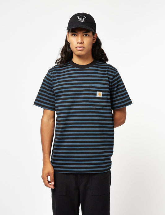 T-shirt Seidler Pocket (Seidler Stripe) - Bleu nuit/Noir