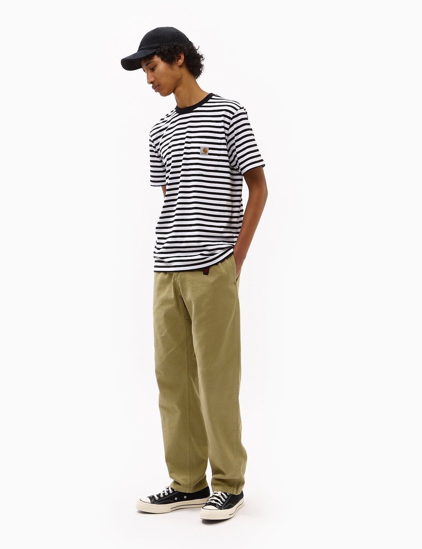 Seidler Streifen-T-Shirt mit Tasche – Schwarz/Weiß