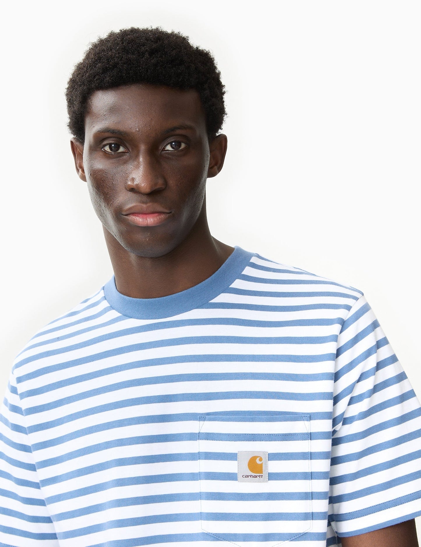 Seidler Streifen-T-Shirt mit Brusttasche – Sorrent-Blau