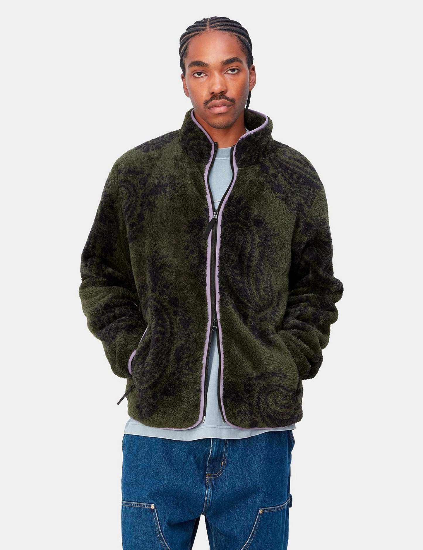 Jebson Sweatjacke (Paisley Big Print) – Plant Green/Glassy Purple