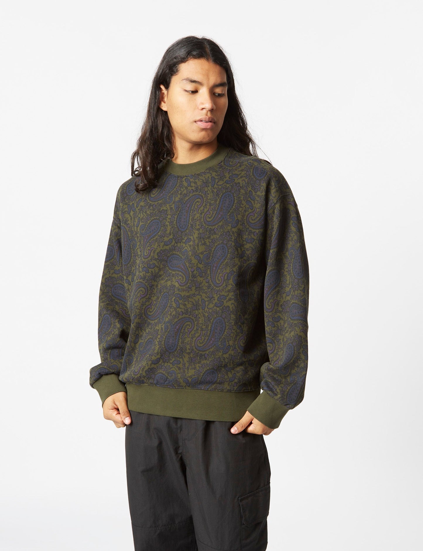 Paisley-Sweatshirt (Paisleymuster) – Pflanzengrün