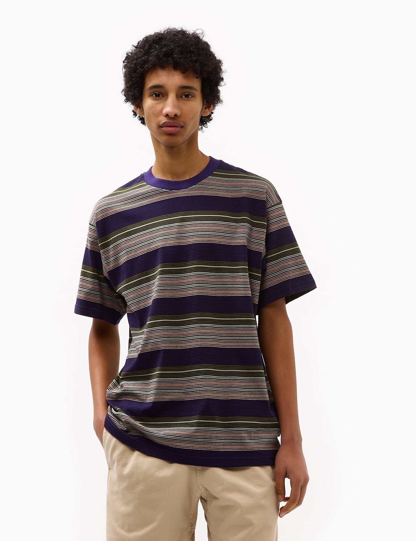 T-shirt Coby à rayures (ample) - Violet tyrien