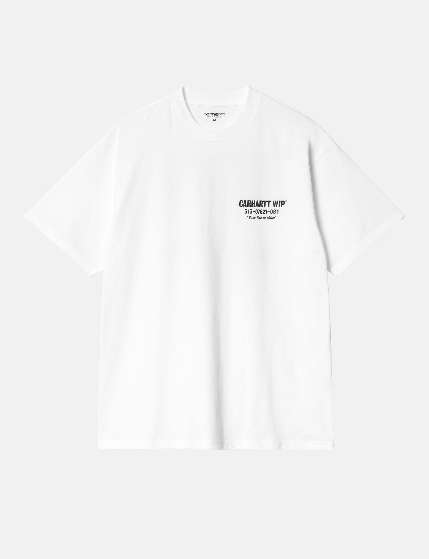 T-Shirt „Less Troubles“ (locker geschnitten) – Weiß/Schwarz