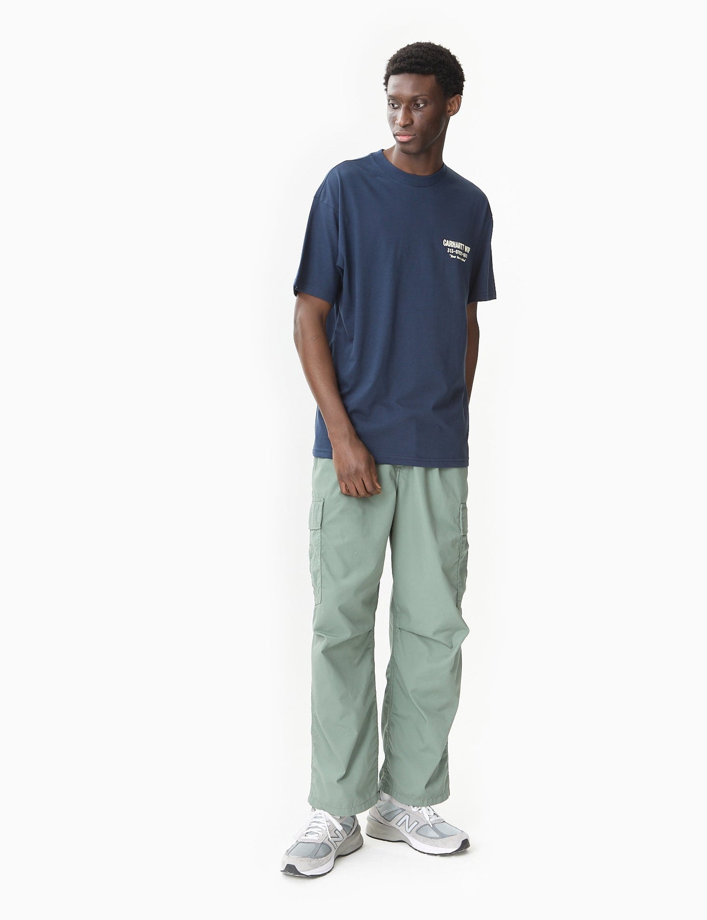 T-shirt Less Troubles (ample) - Bleu/Cire