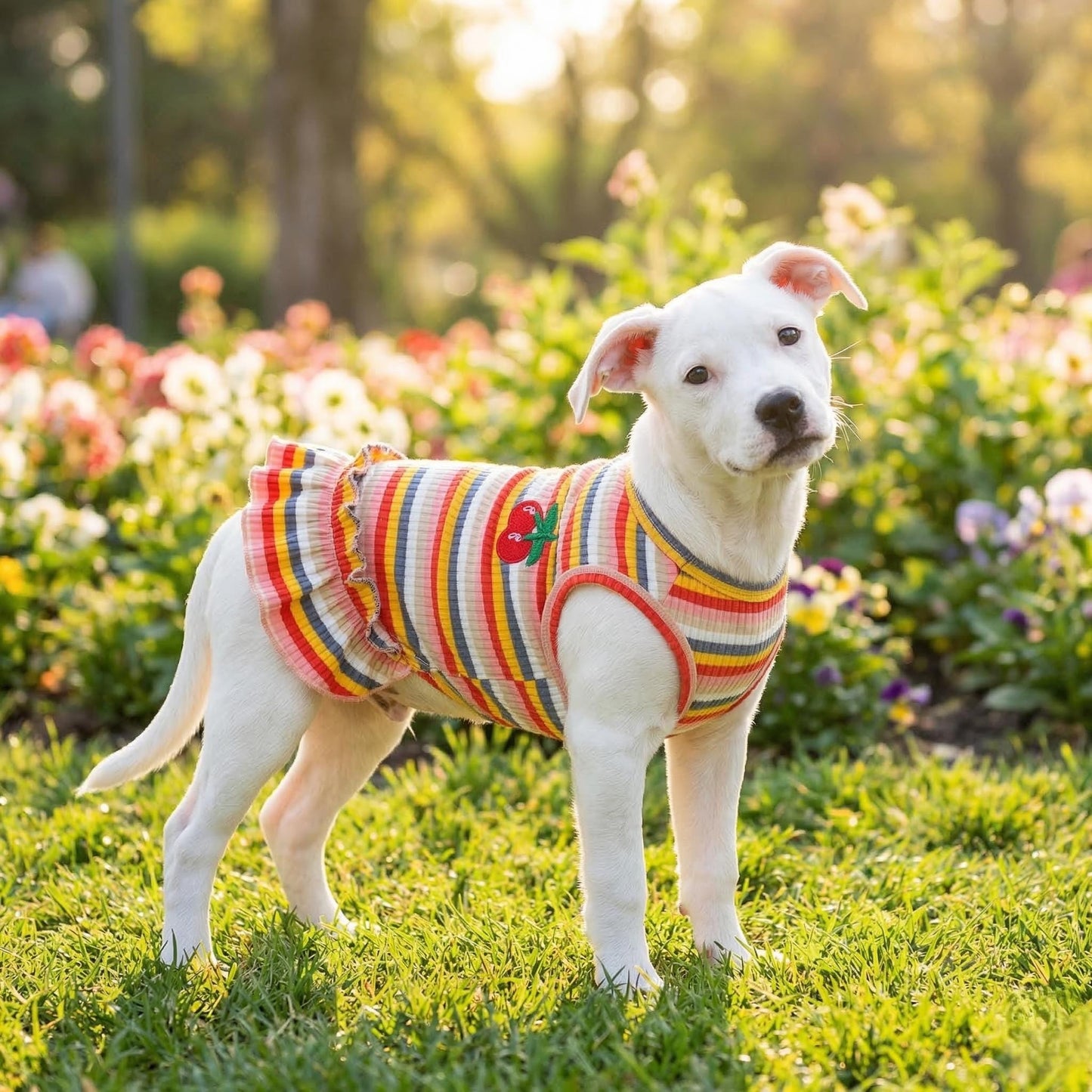 Robe d'été rayée arc-en-ciel personnalisée pour animaux de compagnie | inCloth69